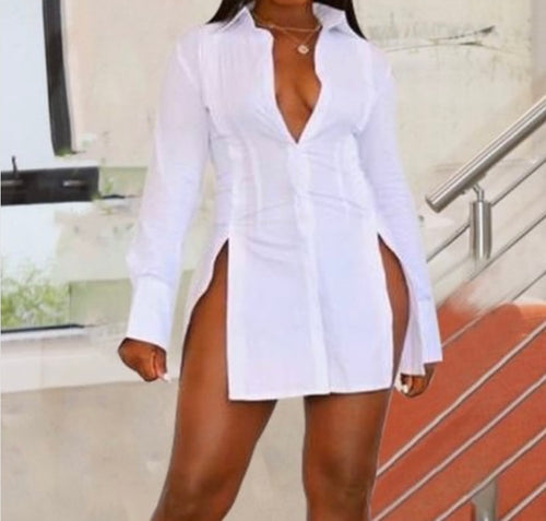 Sexy Slit Slim Tunic Blouse Shirt